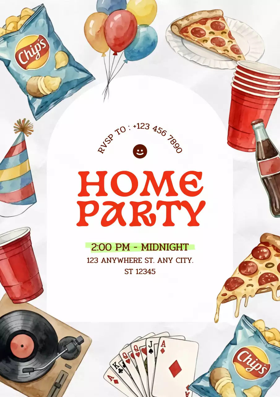 Colorful Home Party Invitation