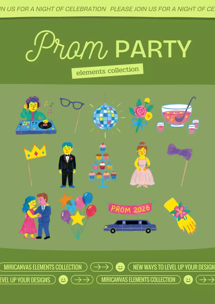 Green Retro Prom Invitation