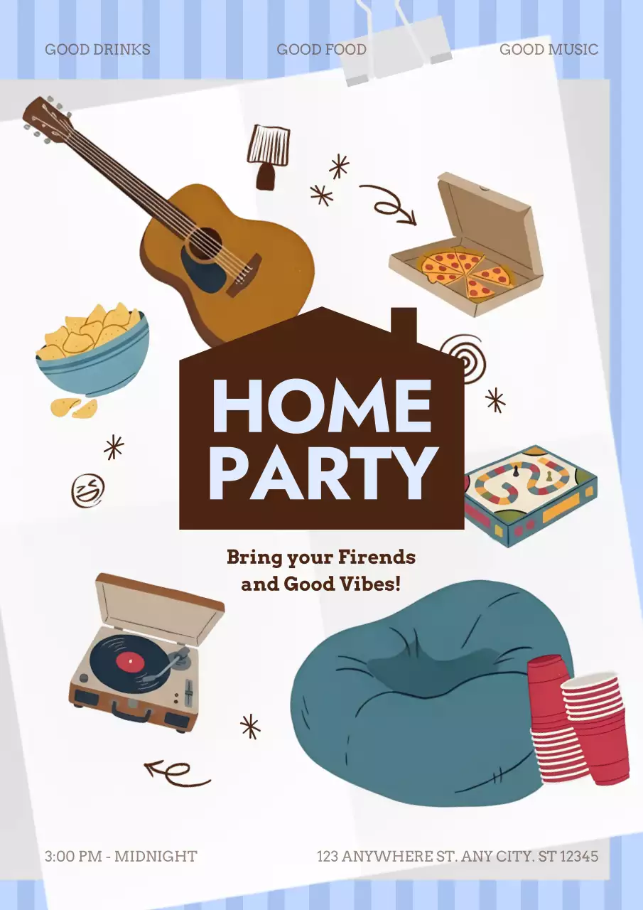 Brown Retro Party Invitation