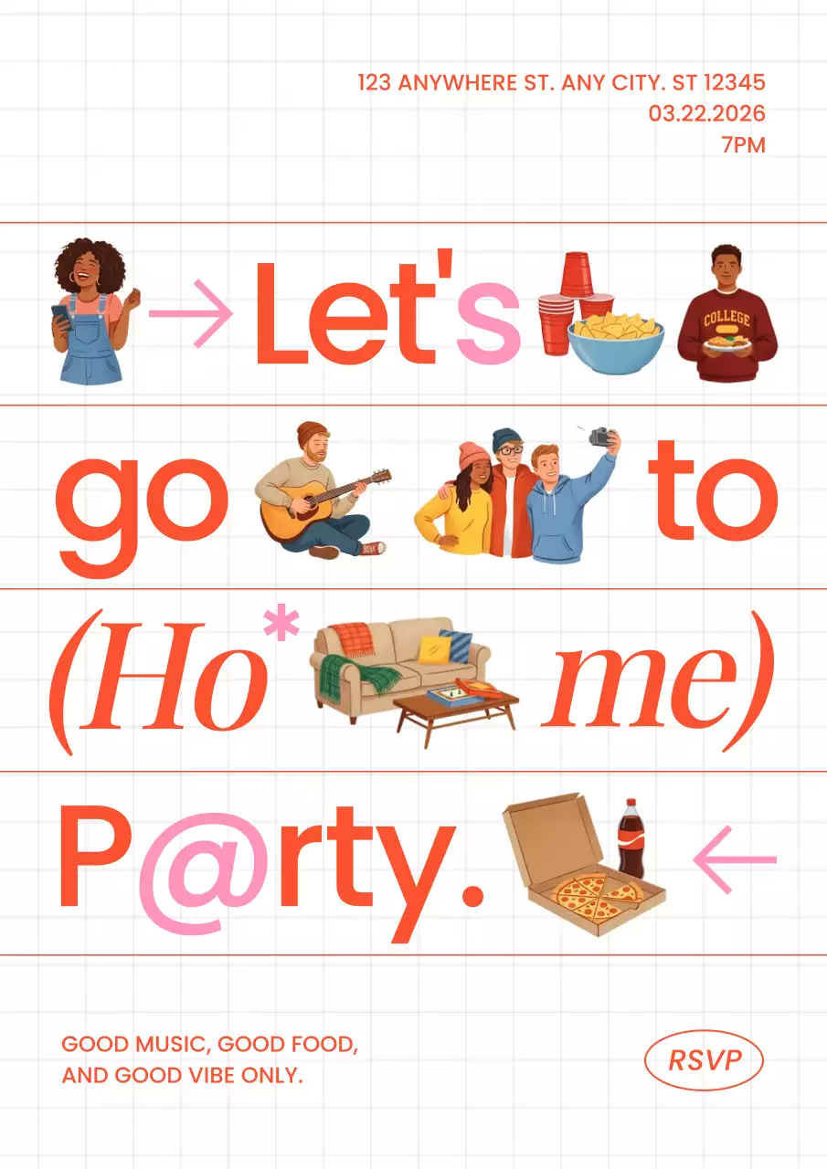 Orange Trendy Home Party