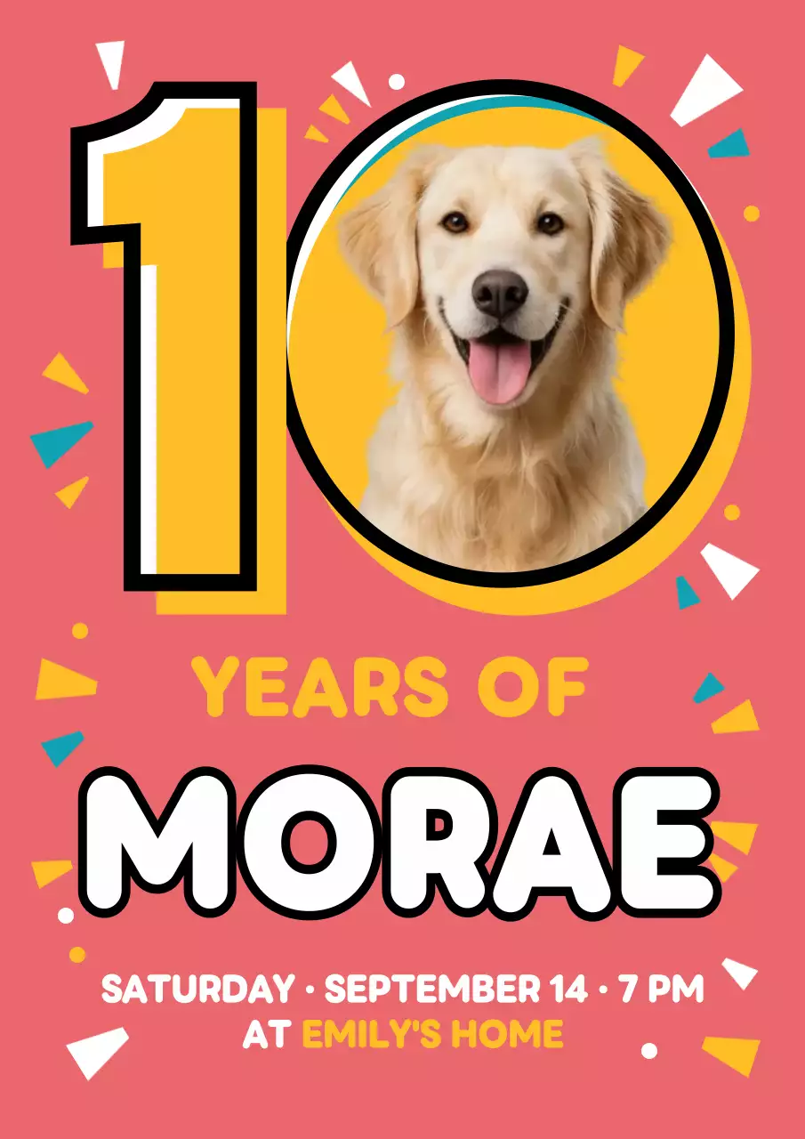 Coral Retro Pet Invitation Poster