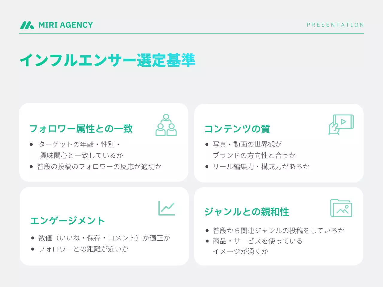 青 モダン インフルエンサー プレゼンテーション