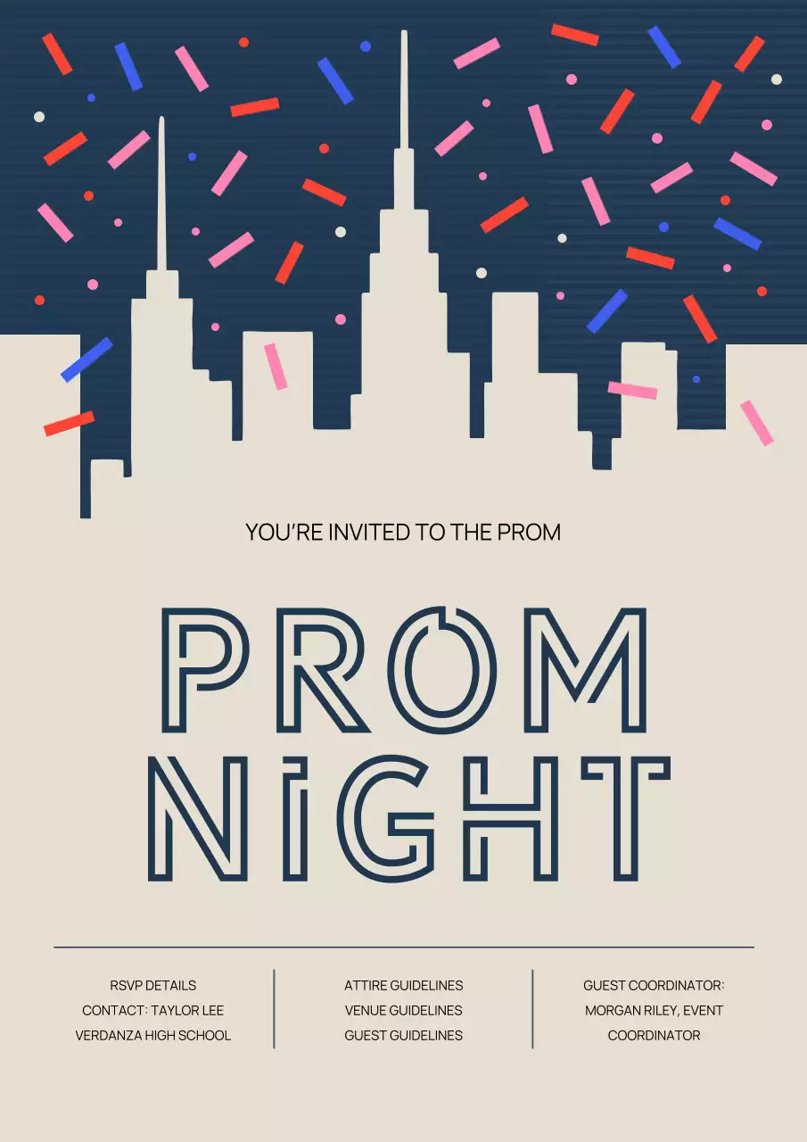 Poster Undangan Prom Modern Warna Krem