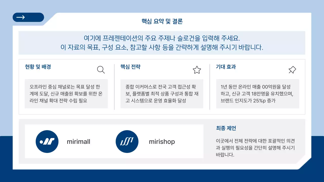 하늘색 모던 비즈니스 전략 설명