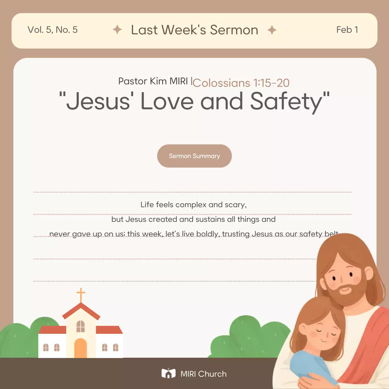 Beige Baby Church Service Guide