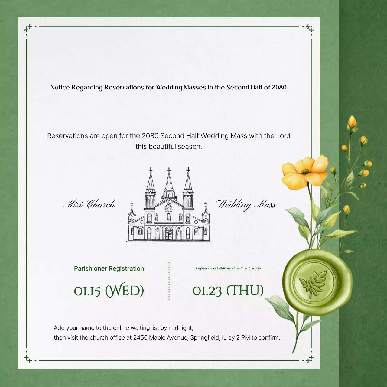 Guia de Aluguel e Inscrição para o Espaço de Casamento Green Classic