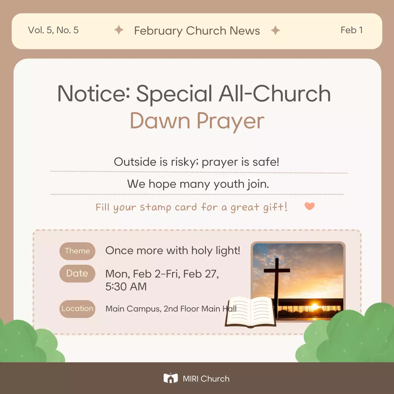 Beige Baby Church Service Guide