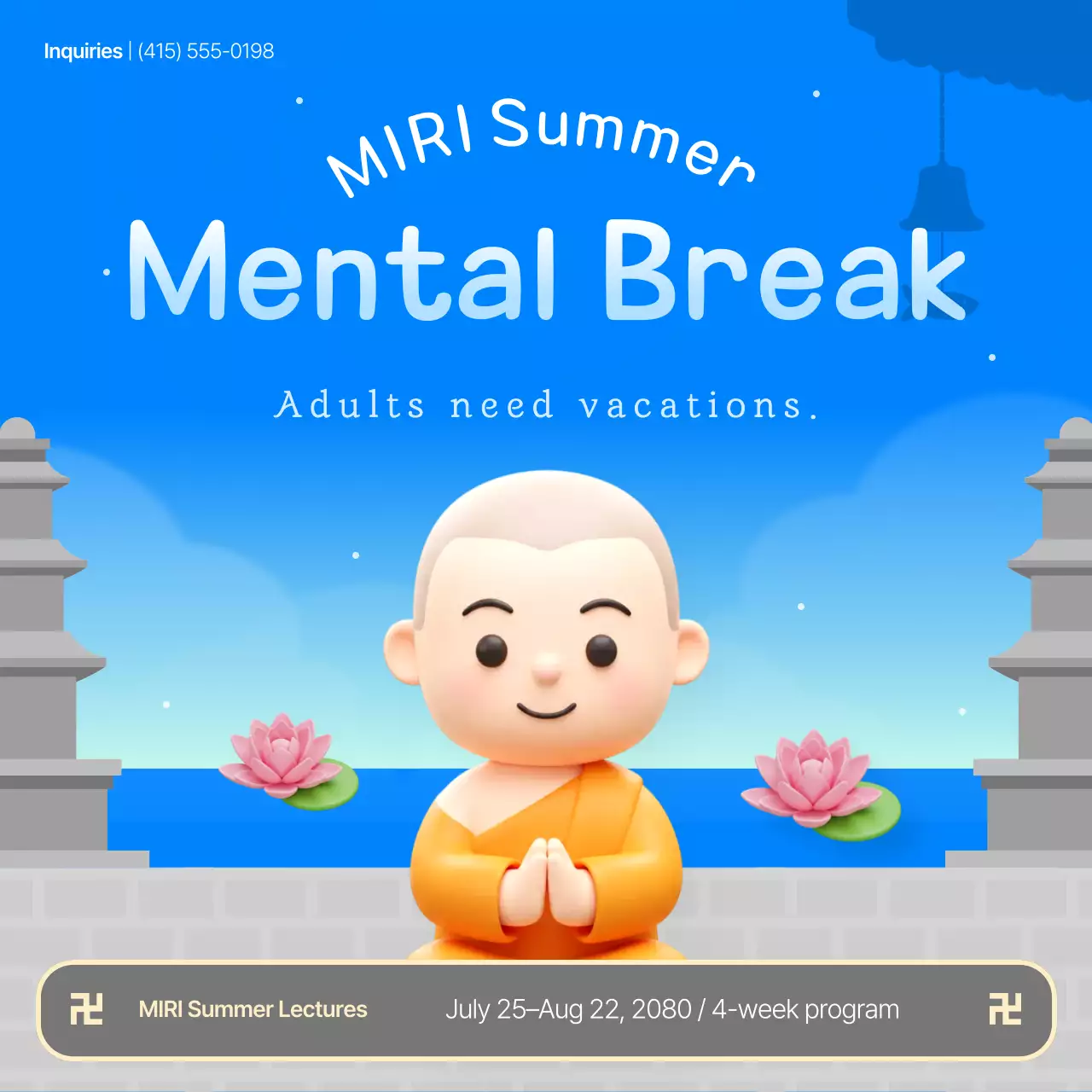 Promoção da palestra budista fofa da Blue