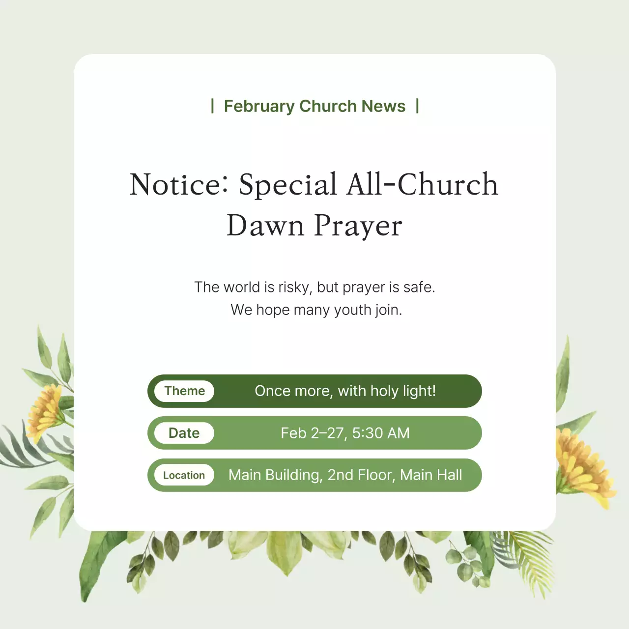 Green Clean Church Bulletin