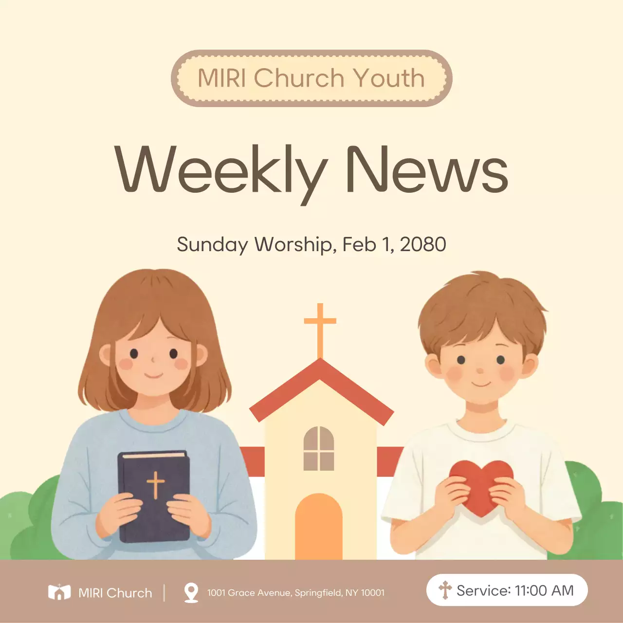 Beige Baby Church Service Guide