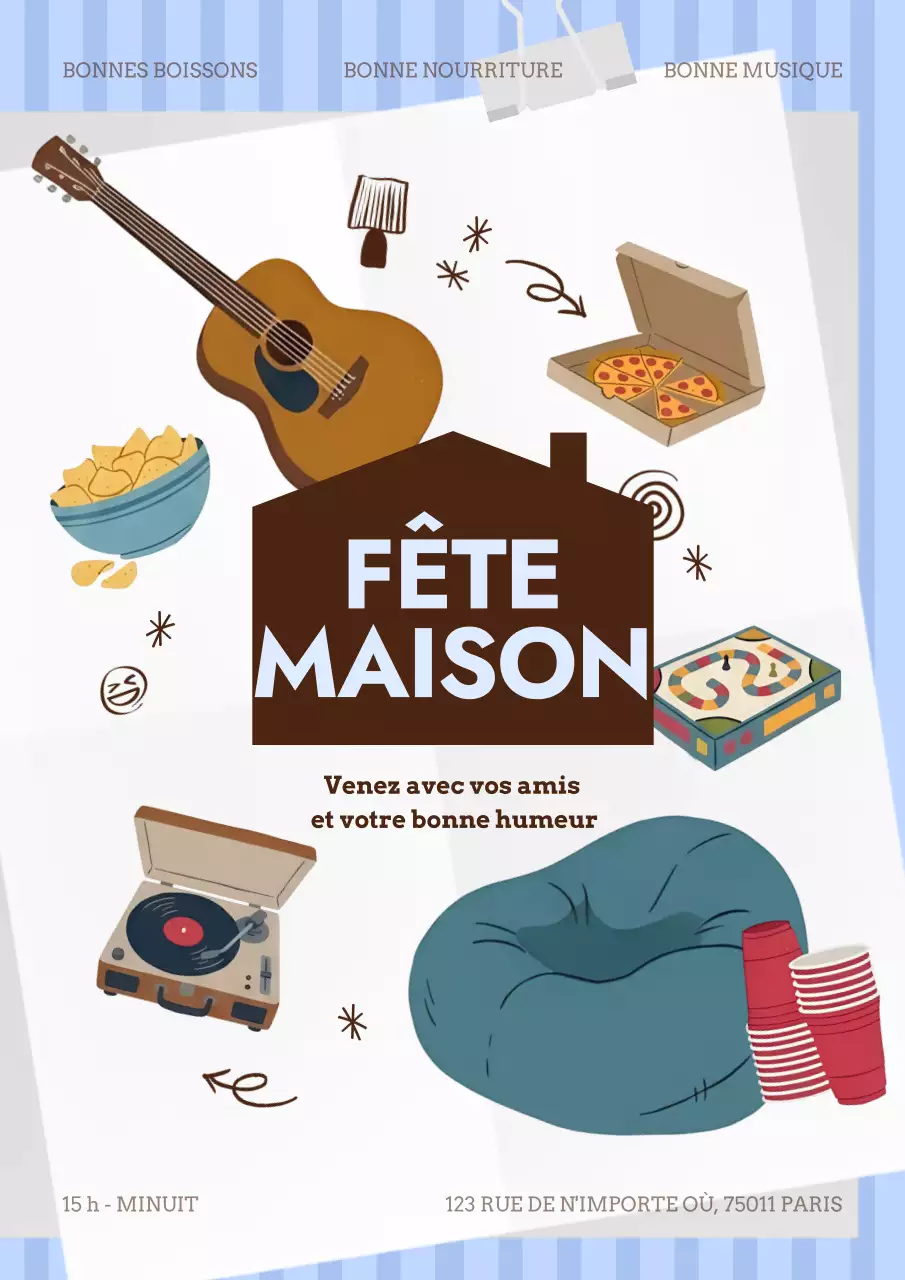 Invitation à une soirée rétro marron