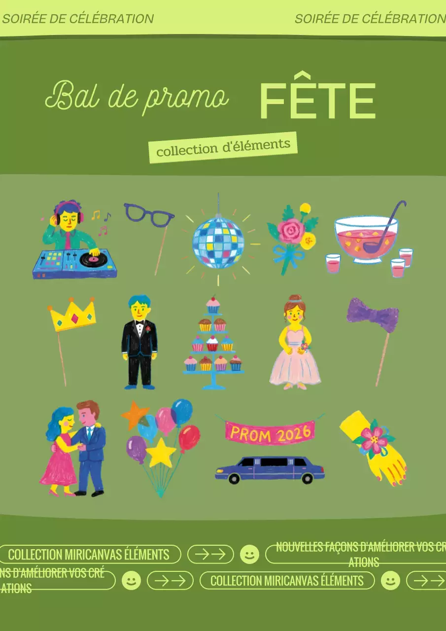 Invitation rétro verte pour le bal de promo