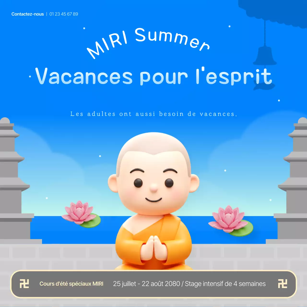 Promotion de la conférence bouddhiste mignonne de Blue