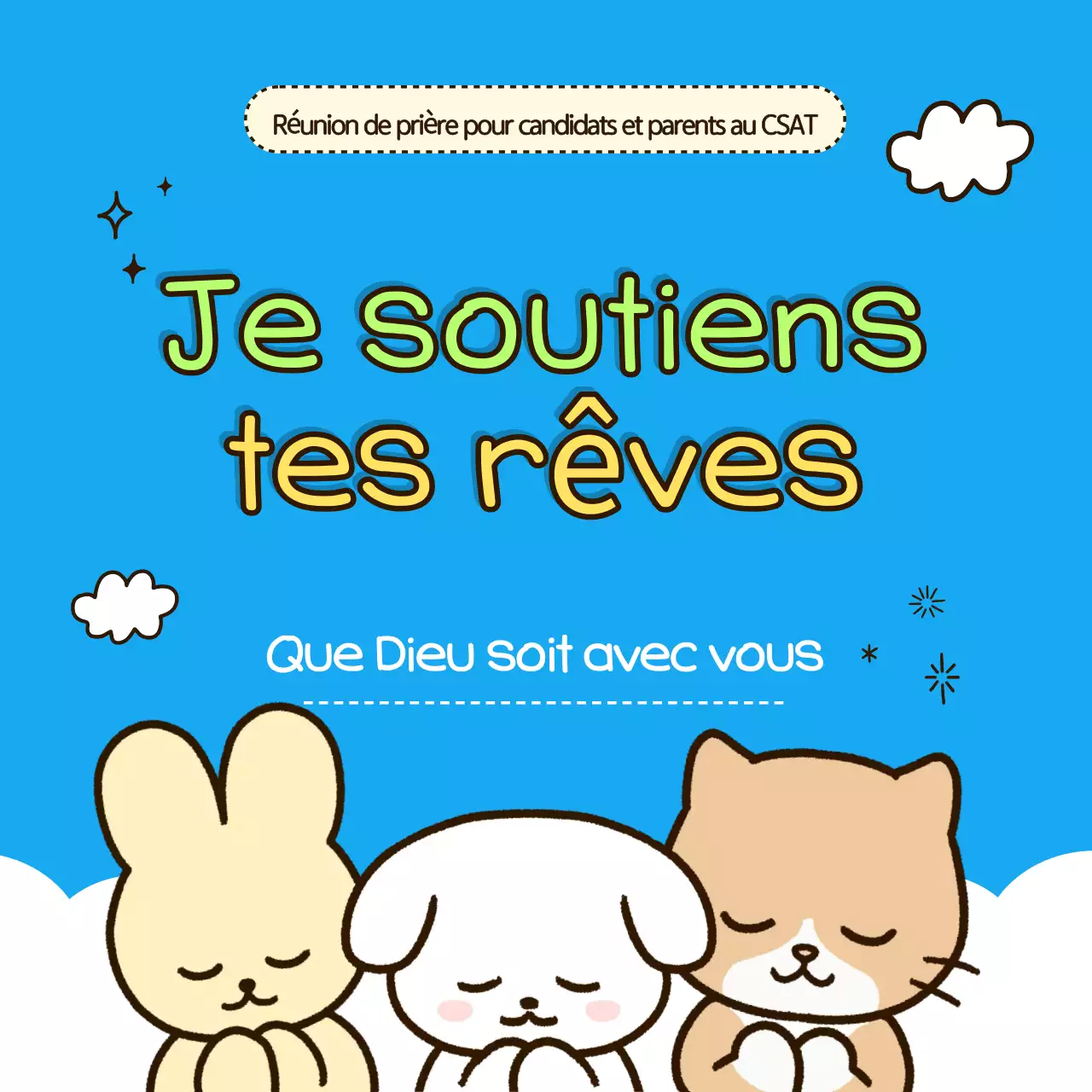 Promotion de la réunion de prière mignonne et bleu ciel