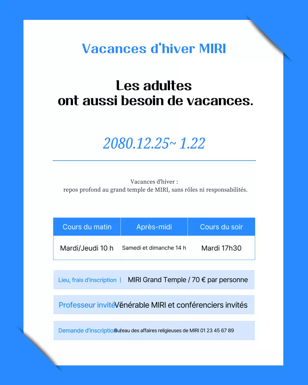 Publicité et promotion de l'éducation simple bleue