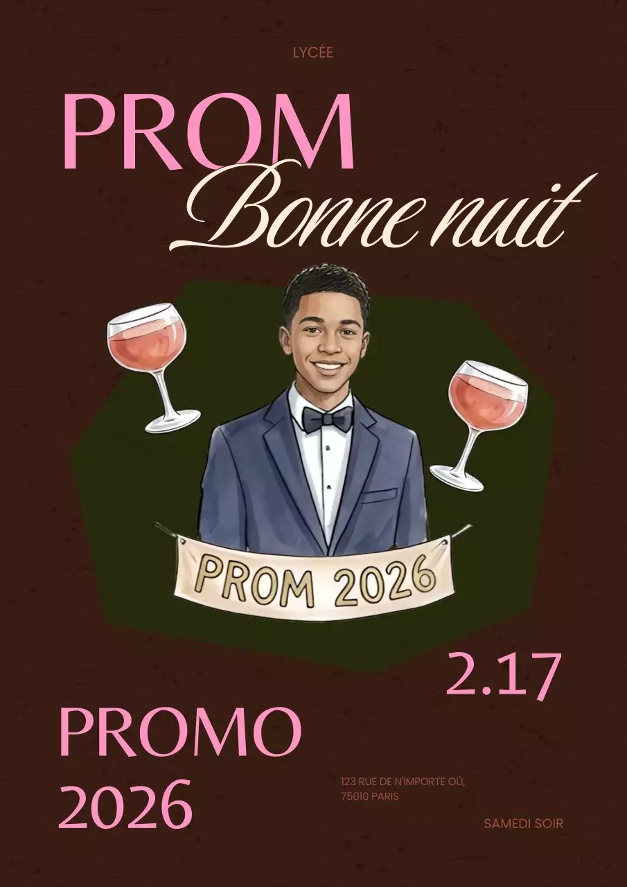 Invitation de bal moderne marron