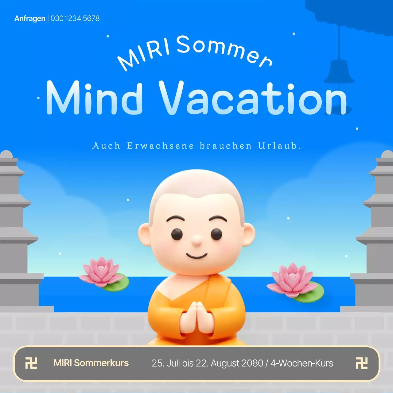 Werbung für Blues niedlichen buddhistischen Vortrag