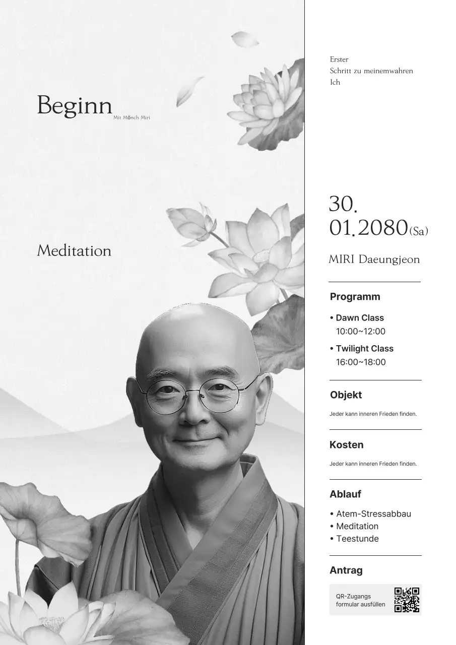 Traditioneller Meditationsleitfaden in Schwarz-Weiß