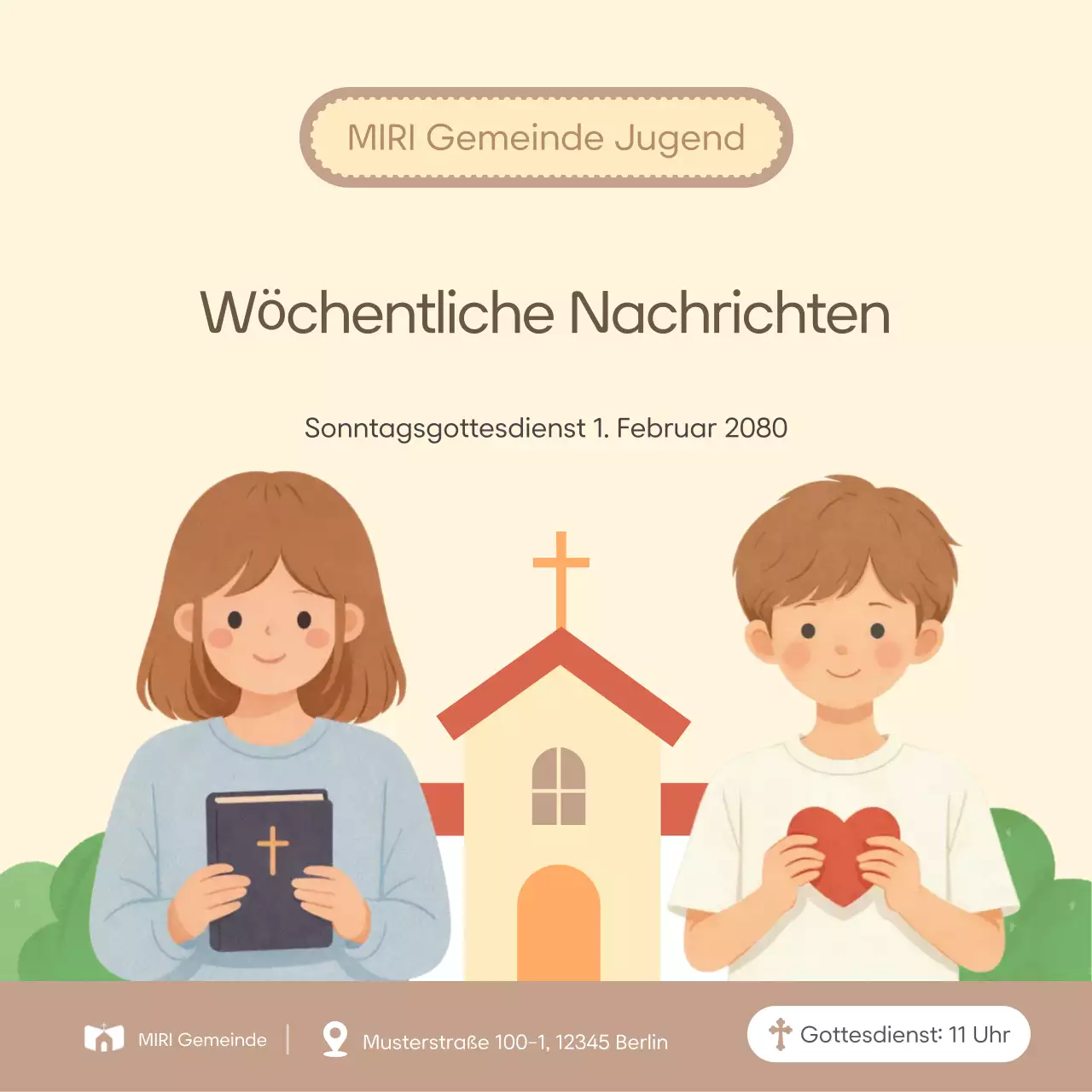 Beige Baby Kirchengottesdienst-Leitfaden