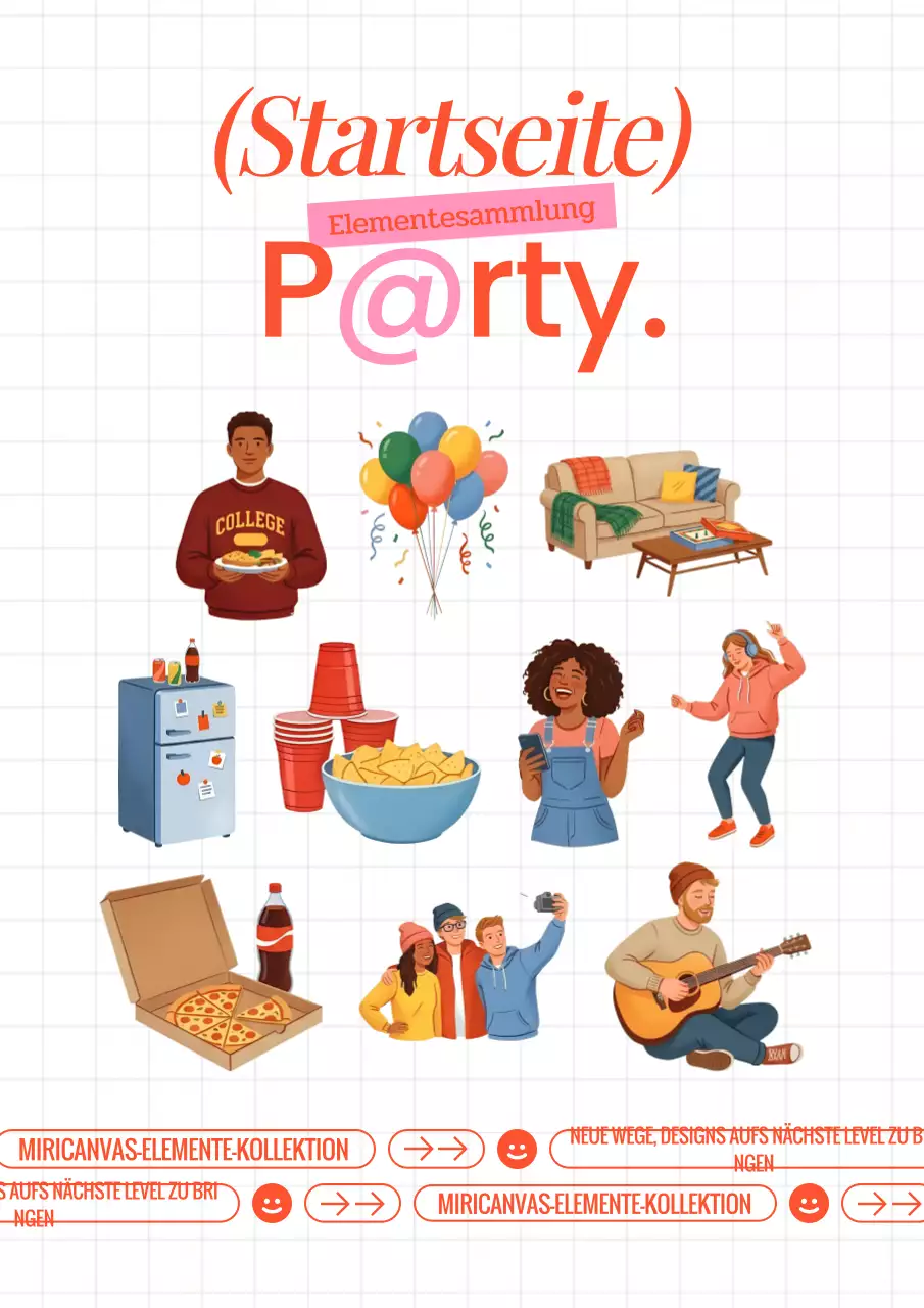 Trendige orangefarbene Heimparty