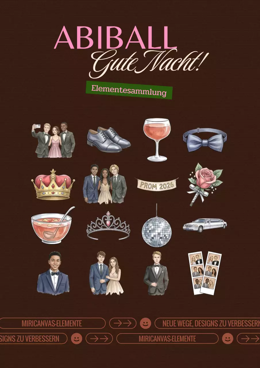 Braune moderne Einladung zum Abschlussball