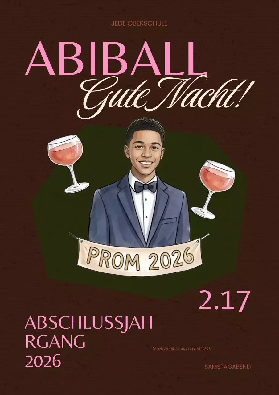 Braune moderne Einladung zum Abschlussball