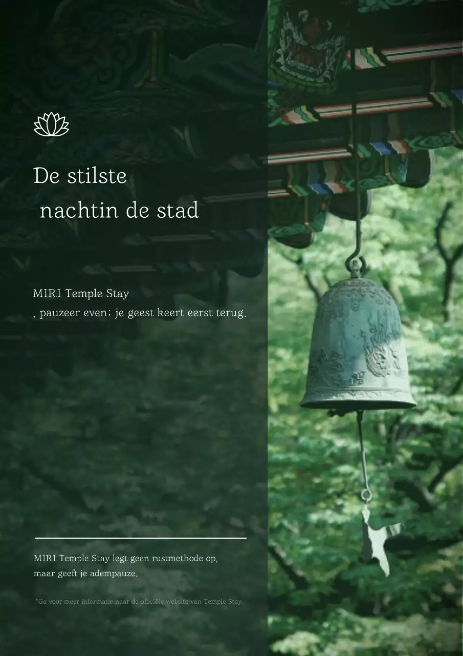 Promotie van een groen, traditioneel tempelverblijf