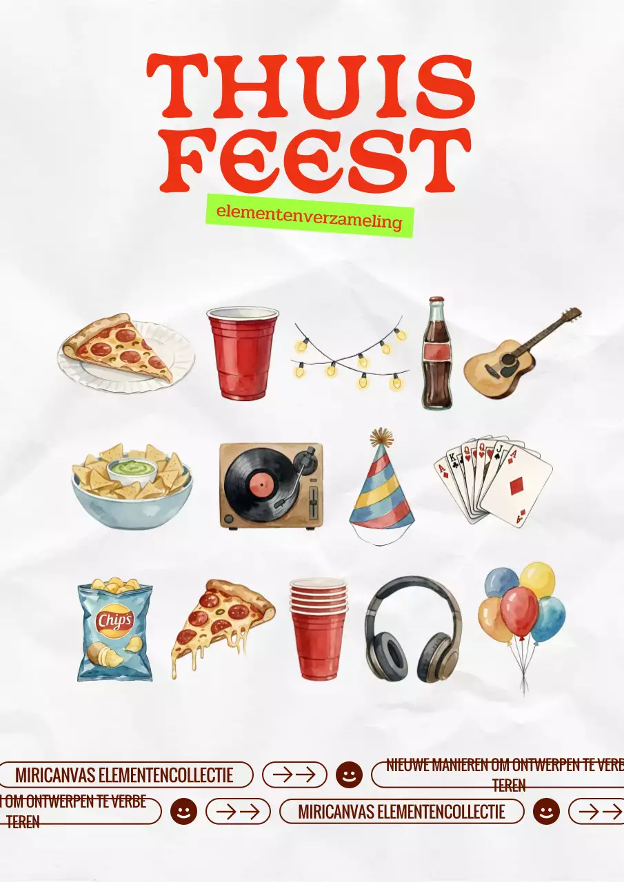 Kleurrijke uitnodiging voor een huisfeest