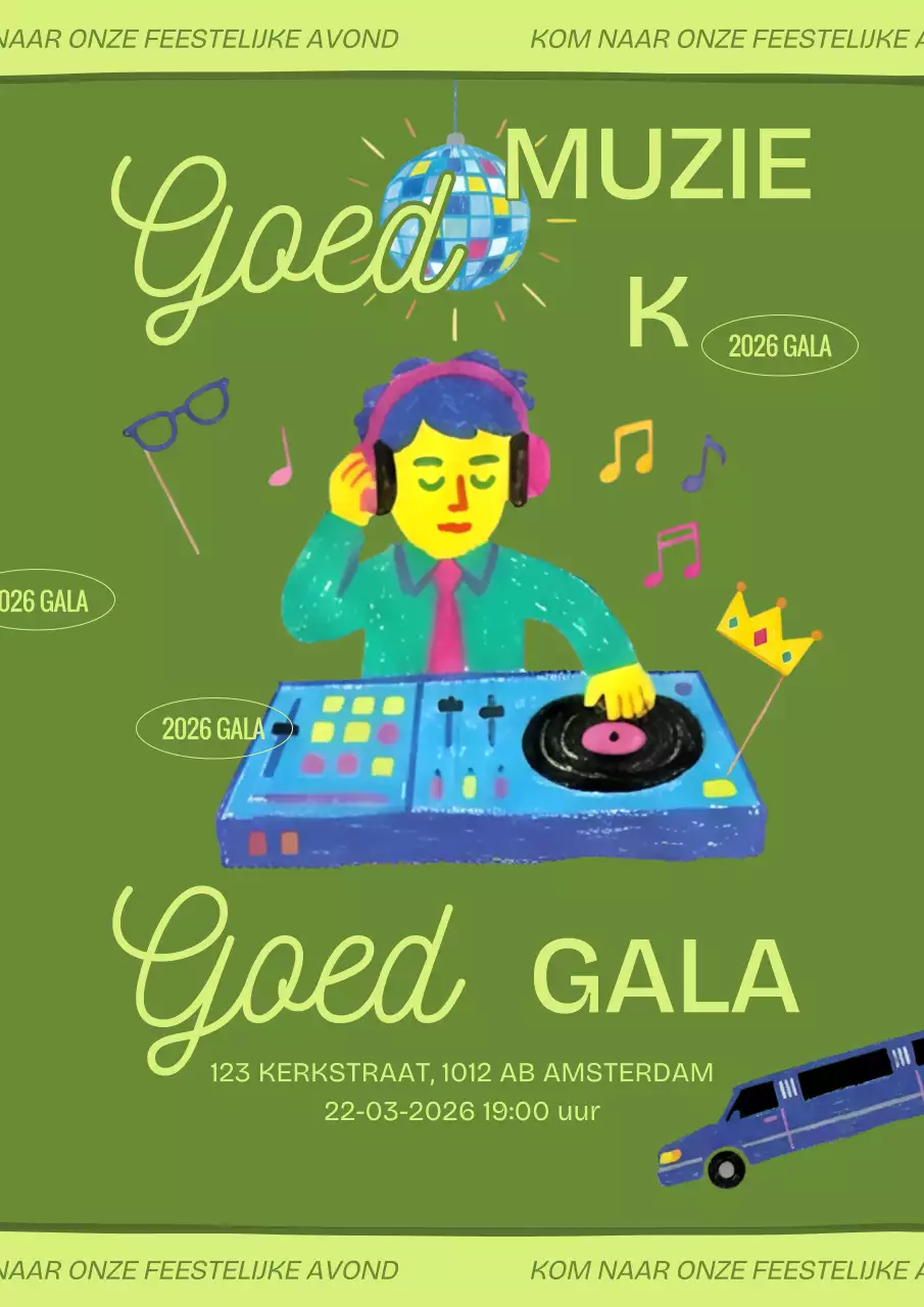 Groene retro uitnodiging voor het schoolbal