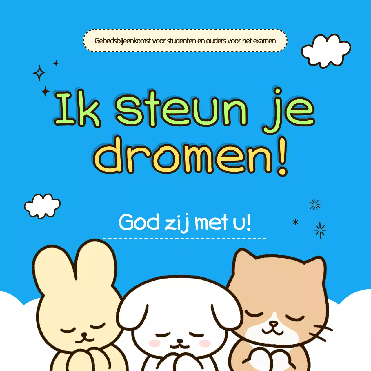 Promotie van de schattige en hemelsblauwe gebedsbijeenkomst