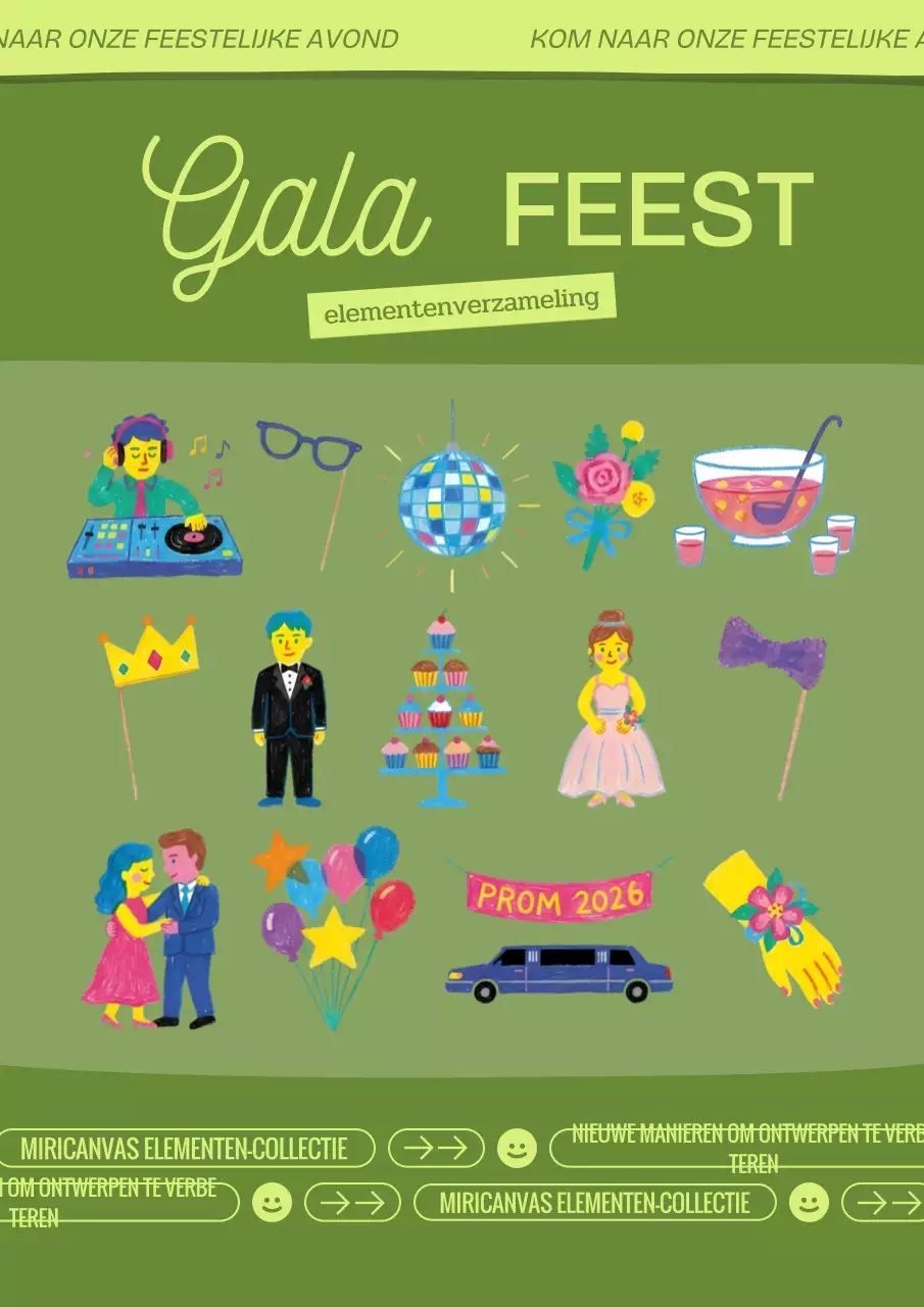 Groene retro uitnodiging voor het schoolbal