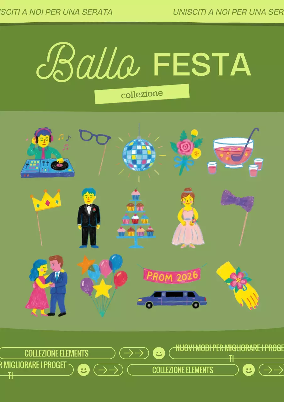 Invito al ballo di fine anno retrò verde