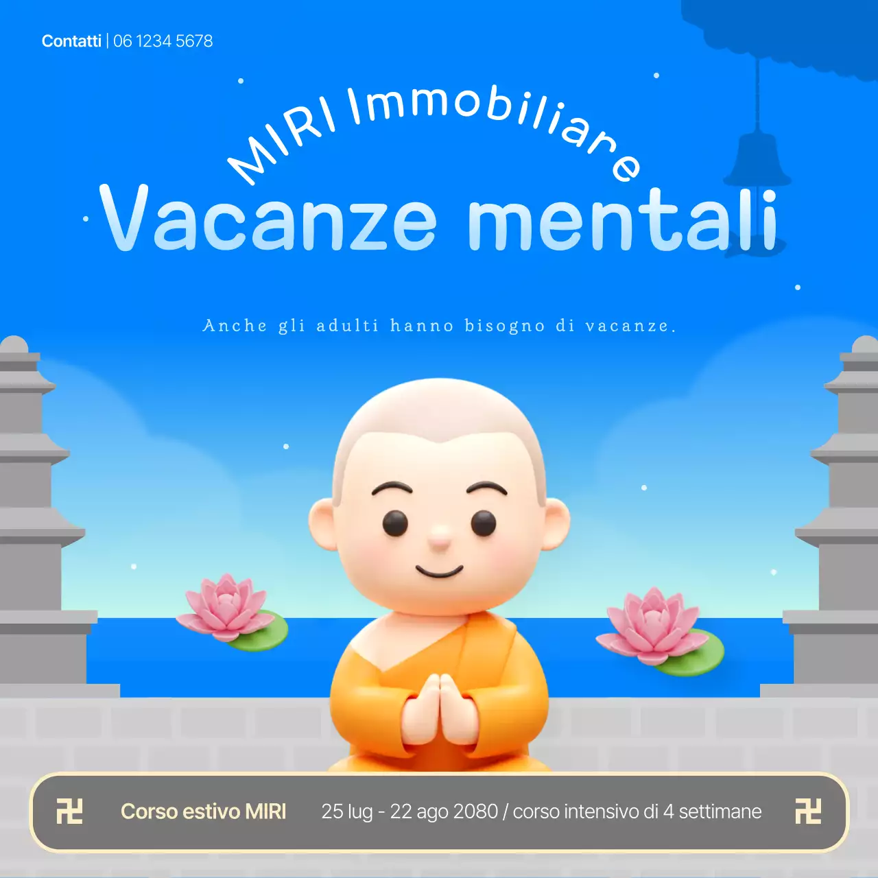 Promozione della lezione buddista carina di Blue