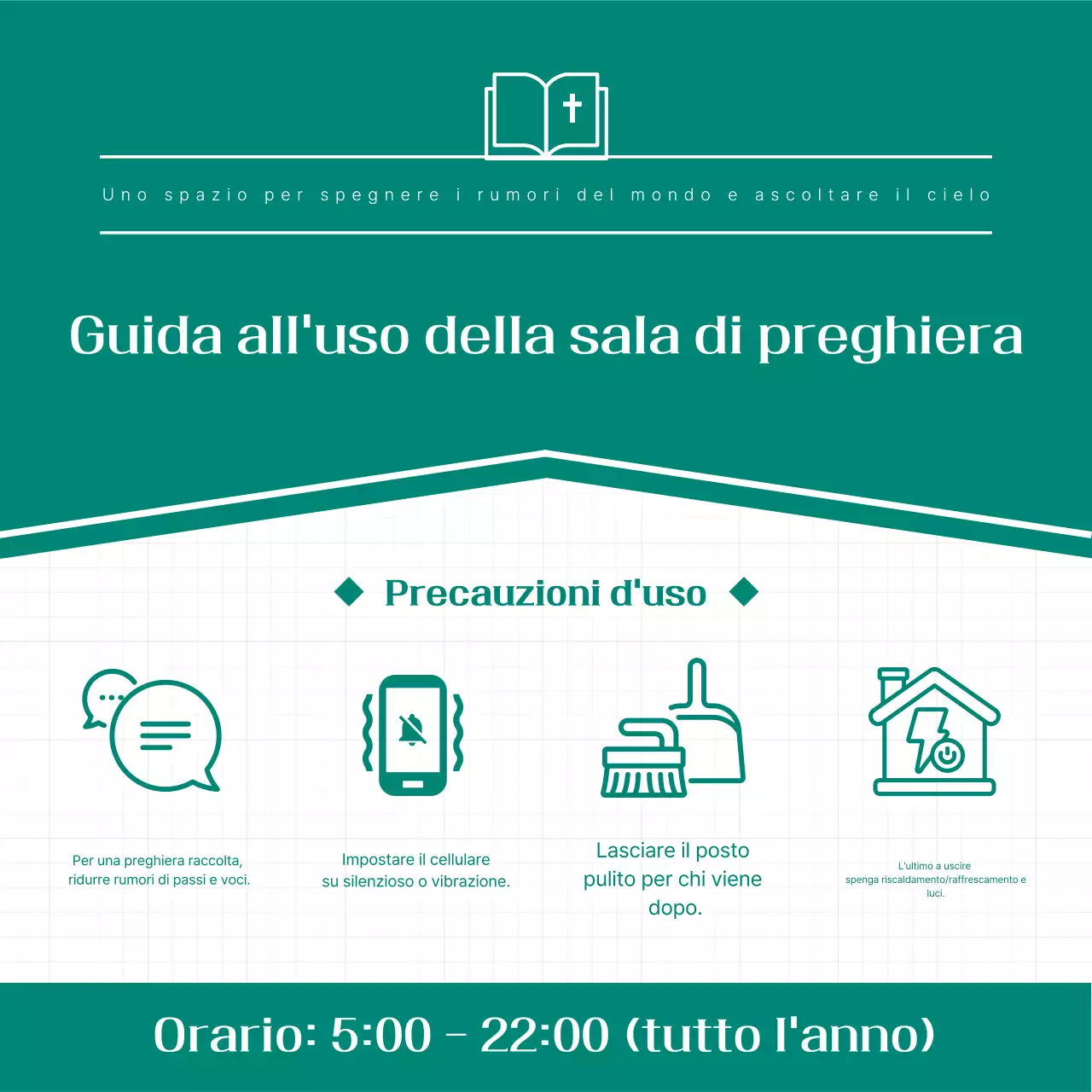 Guida alla sala di preghiera semplice in cachi