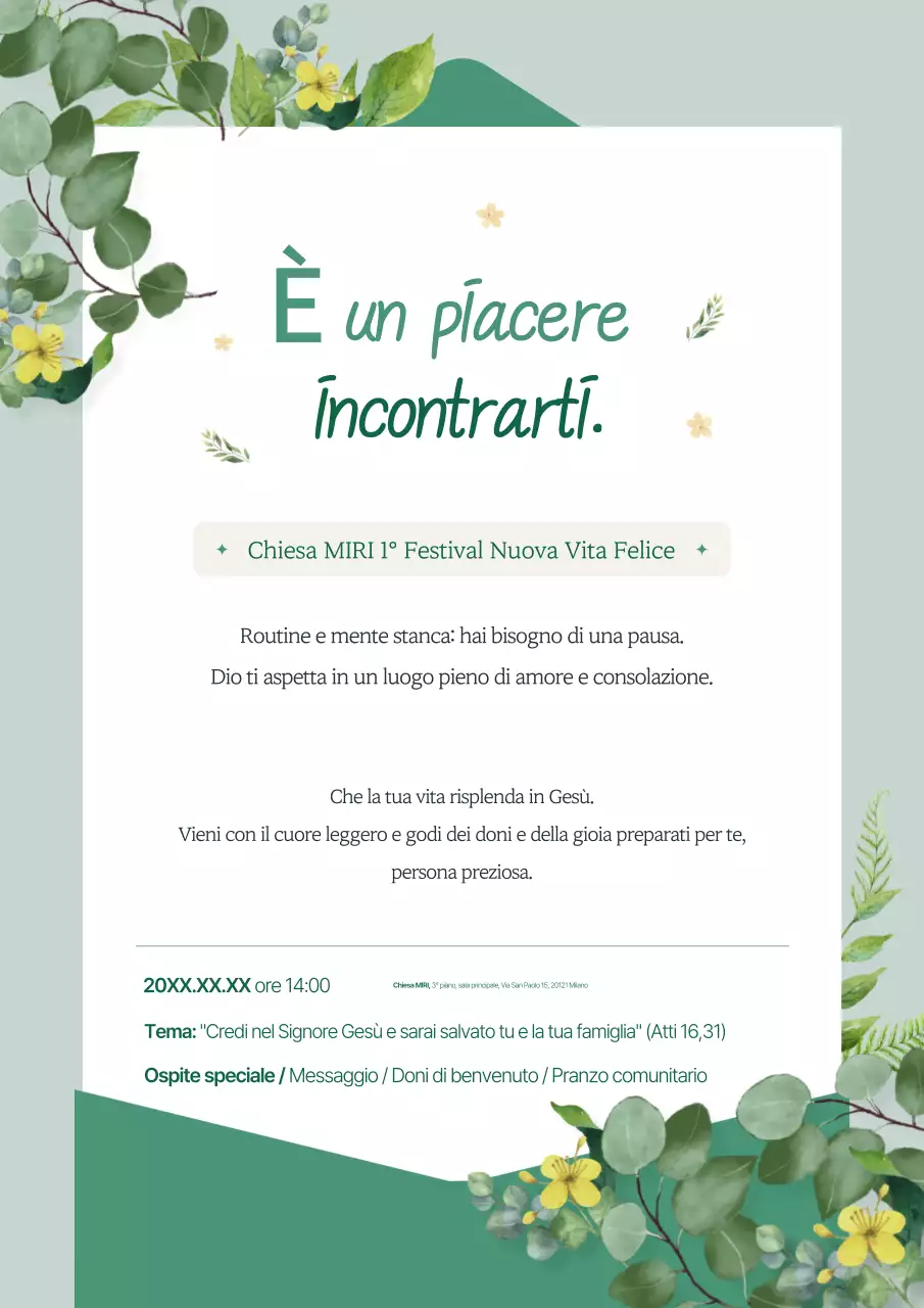 Guida agli eventi della Chiesa moderna verde