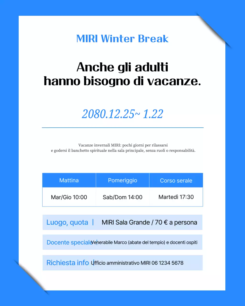 Promozione pubblicitaria educativa semplice blu