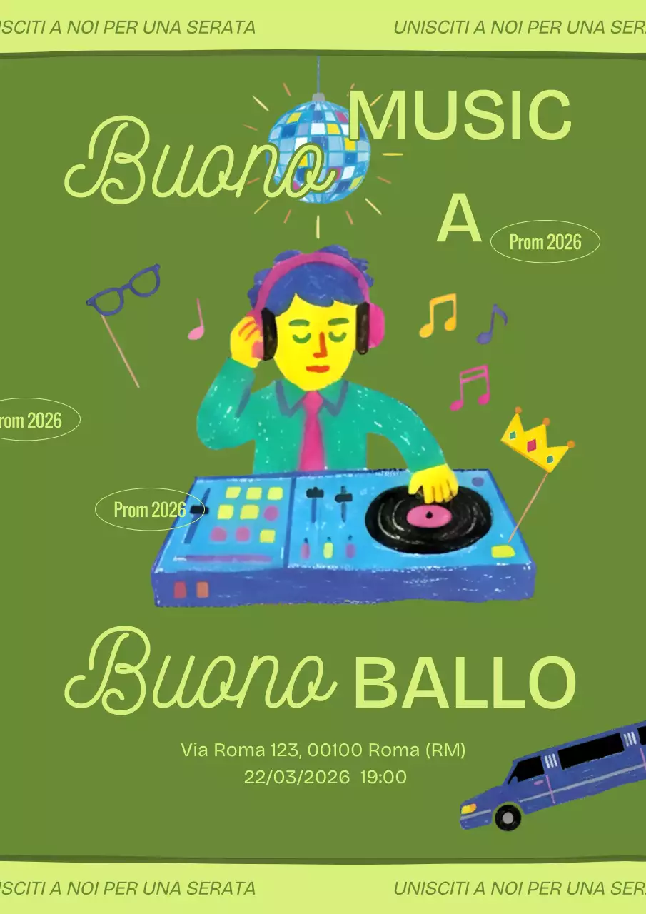 Invito al ballo di fine anno retrò verde