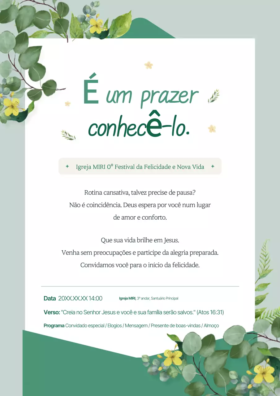 Guia de Eventos da Igreja Moderna Verde