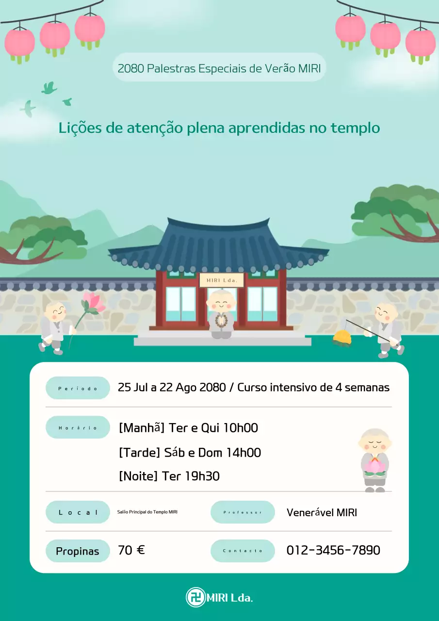 Promoção da aula tradicional de mindfulness com hortelã
