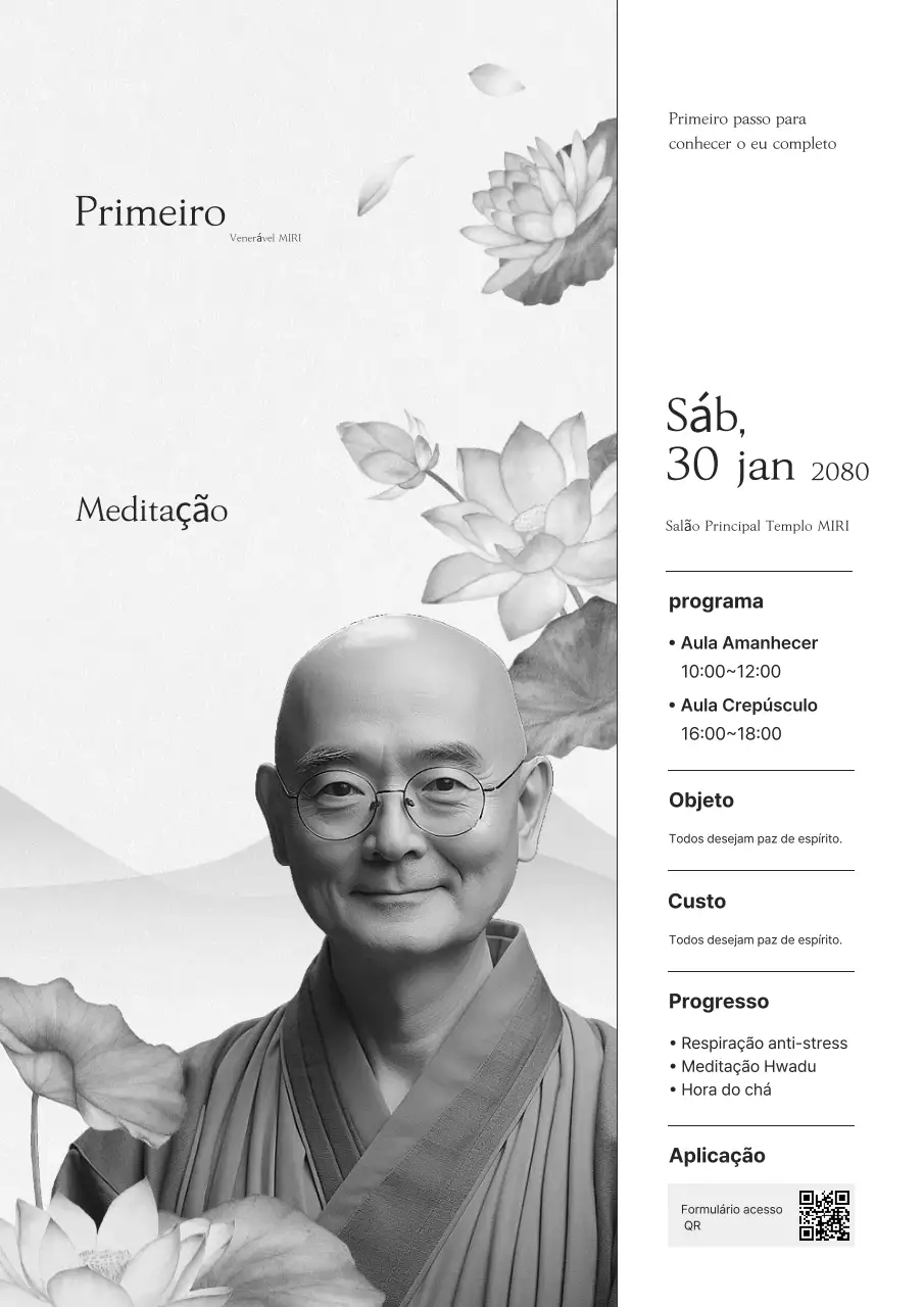 Guia de Meditação Tradicional em Preto e Branco