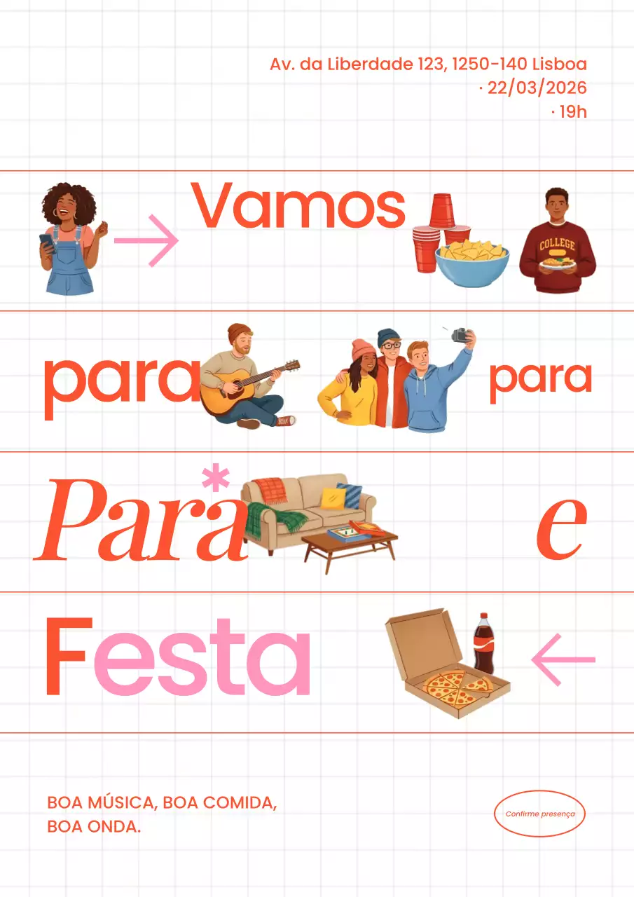 Festa moderna em casa na cor laranja