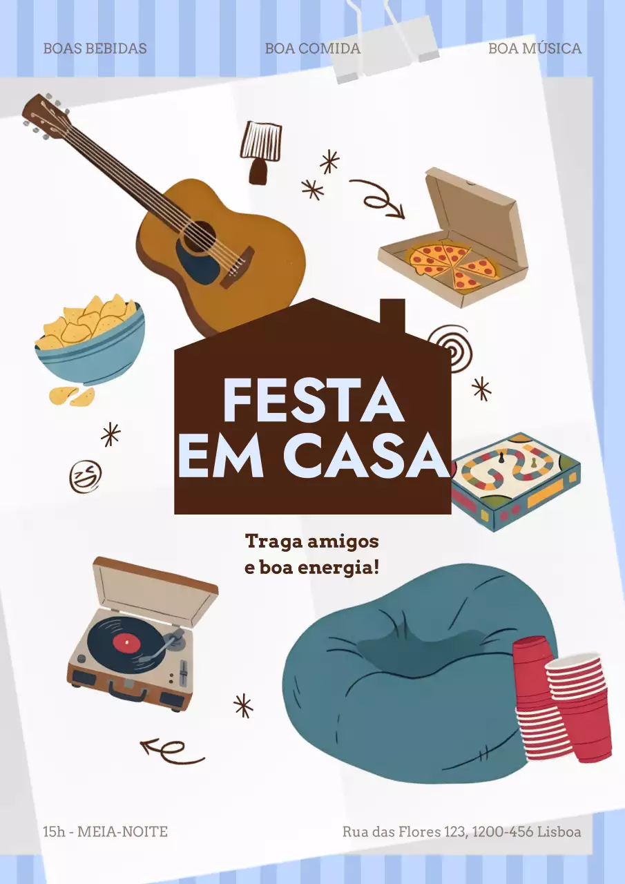 Convite para festa retrô marrom