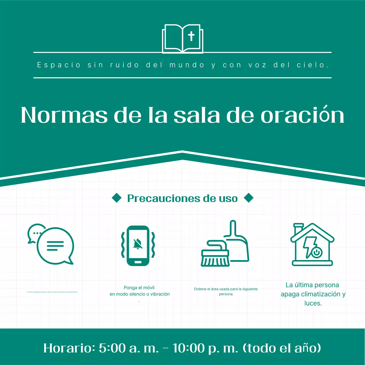 Guía sencilla para salas de oración de color caqui