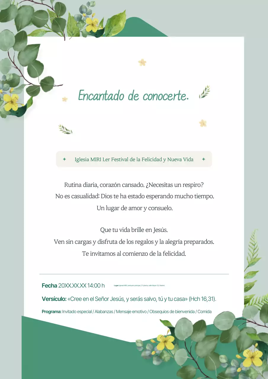 Guía de eventos de la Iglesia Moderna Verde