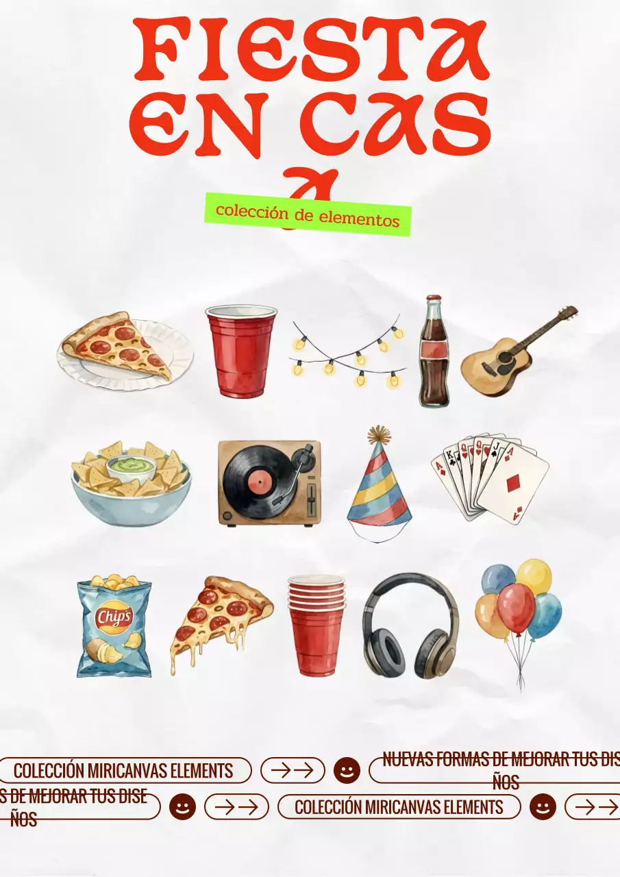 Invitación colorida para fiesta en casa