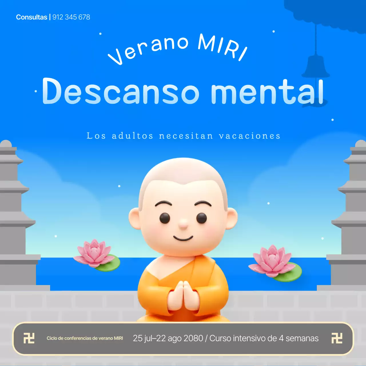 Promoción de la linda conferencia budista de Blue