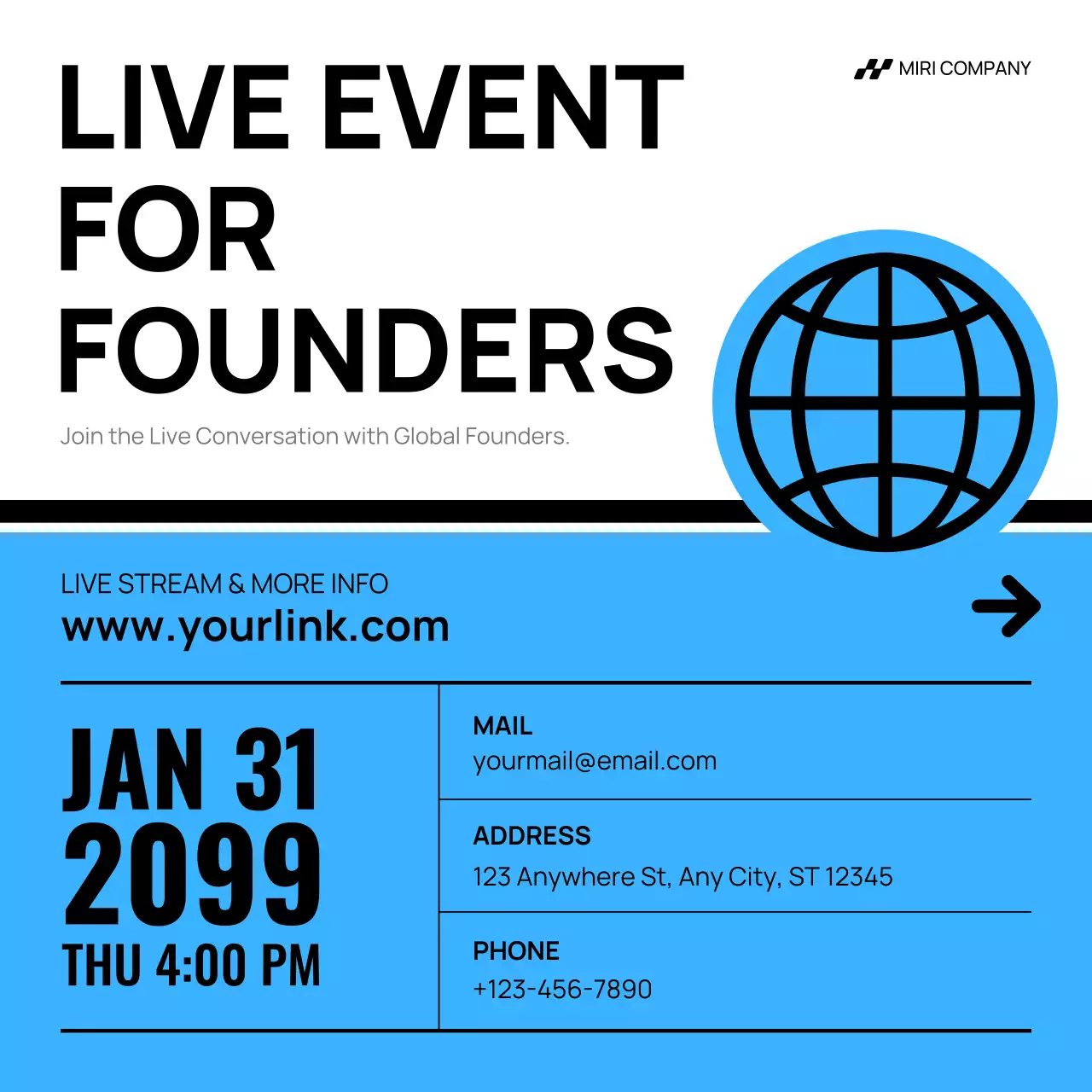 lời mời kinh doanh hiện đại màu xanh dương