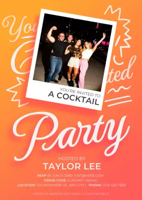 Poster Undangan Koktail Trendi Warna Oranye