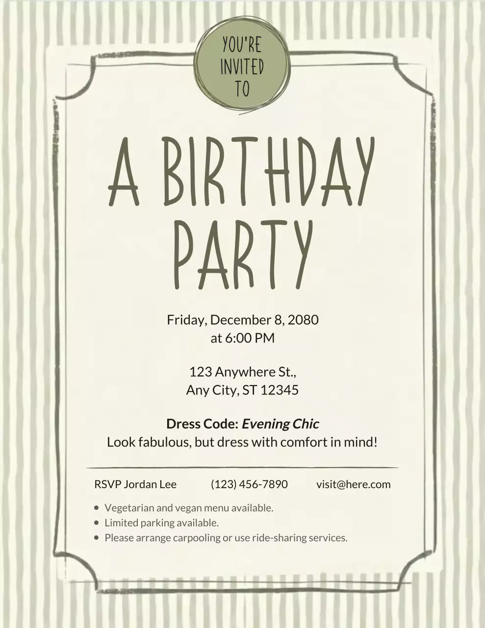 Poster Undangan Ulang Tahun Sederhana Warna Krem