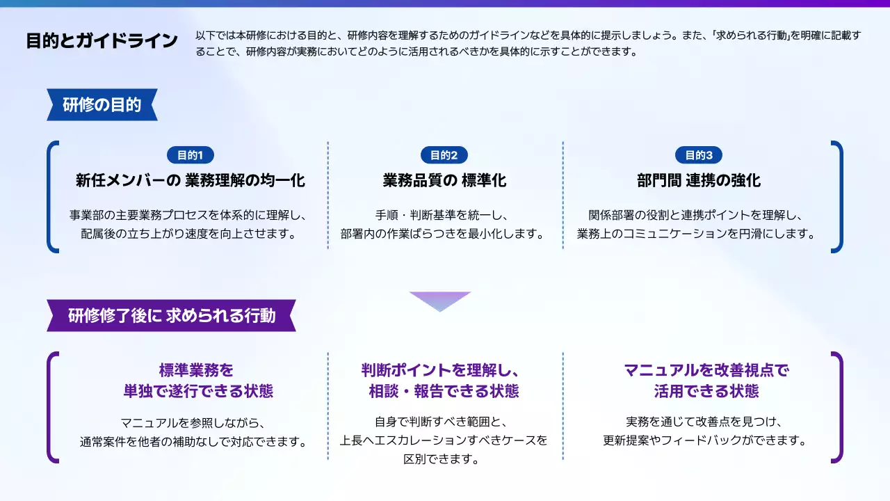 青 モダン ガイドライン テンプレート